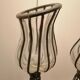 Pair of vintage/retro glass and metal vases