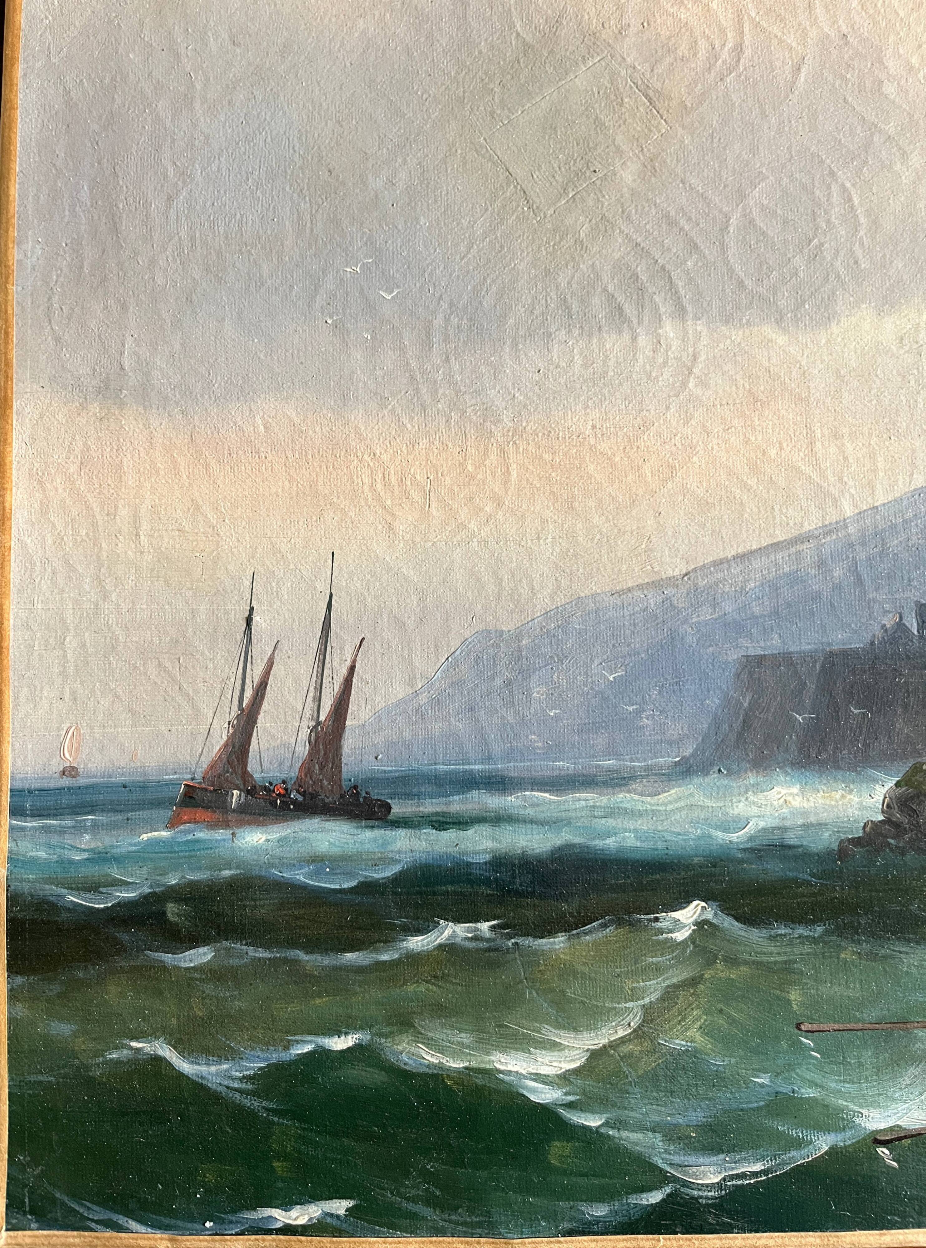 Tableau HST marine attributed to Charles Euphrasie Kuwasseg, 19th century.