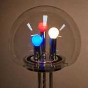 Vintage Italian Space Age floor lamp chrome and glass (70s)