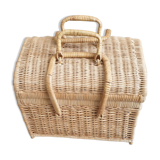 Vanity, vintage wicker suitcase