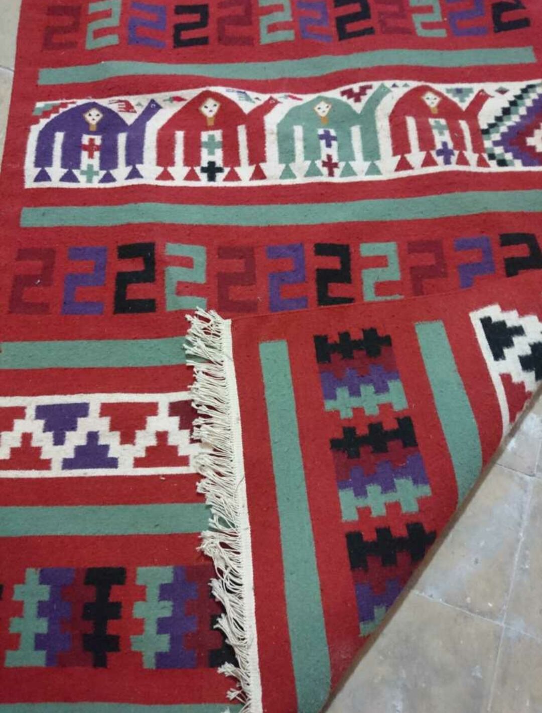 Berber carpet multicoloured wool 188 x 104 cm