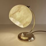 Lampe Art Deco Verre Vert Laiton