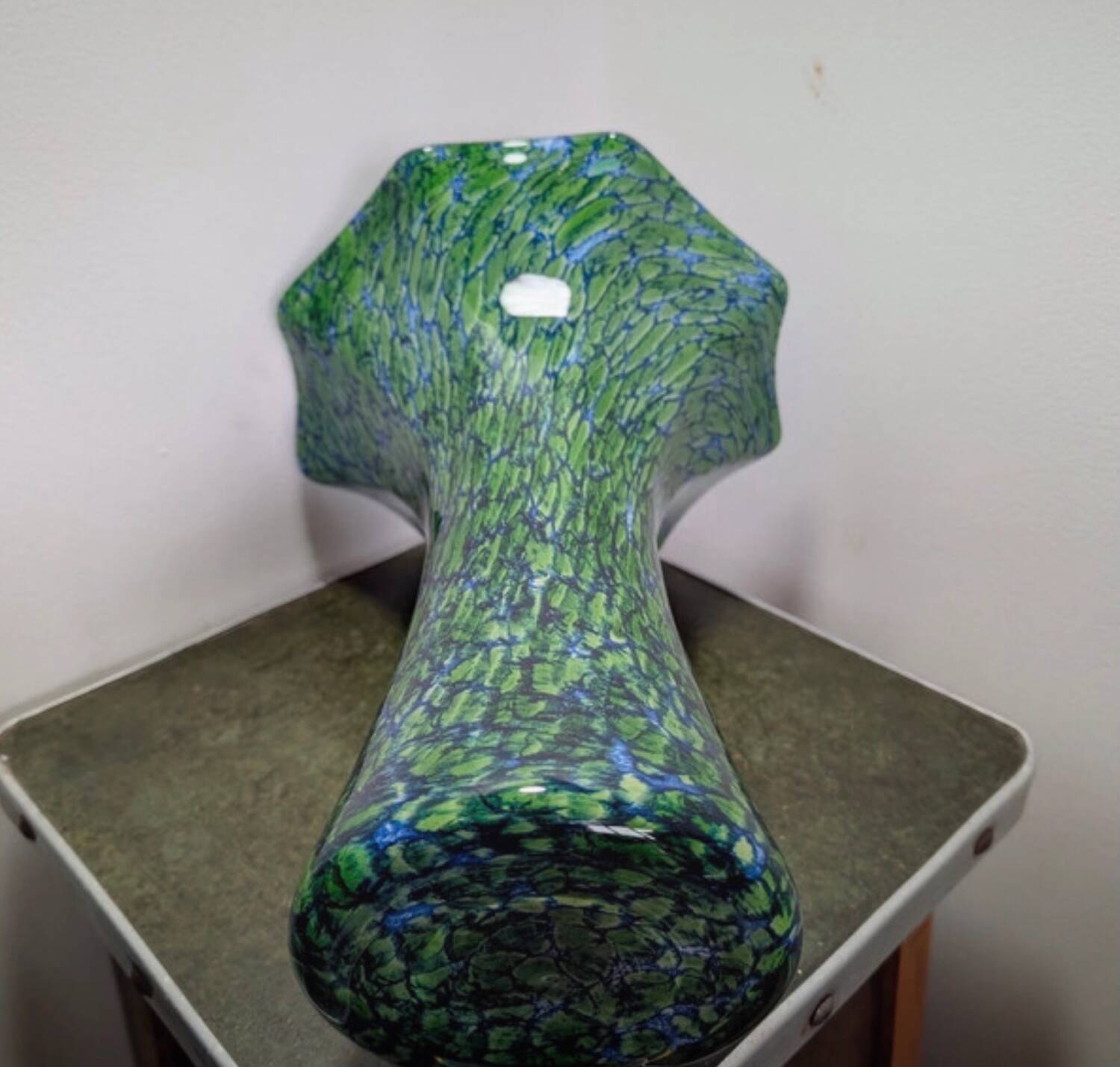 Vintage blown glass vase in blue and green – 1960s work