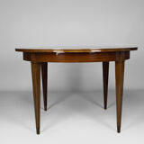 Art Deco mahogany round table by Jacques Adnet around 1940