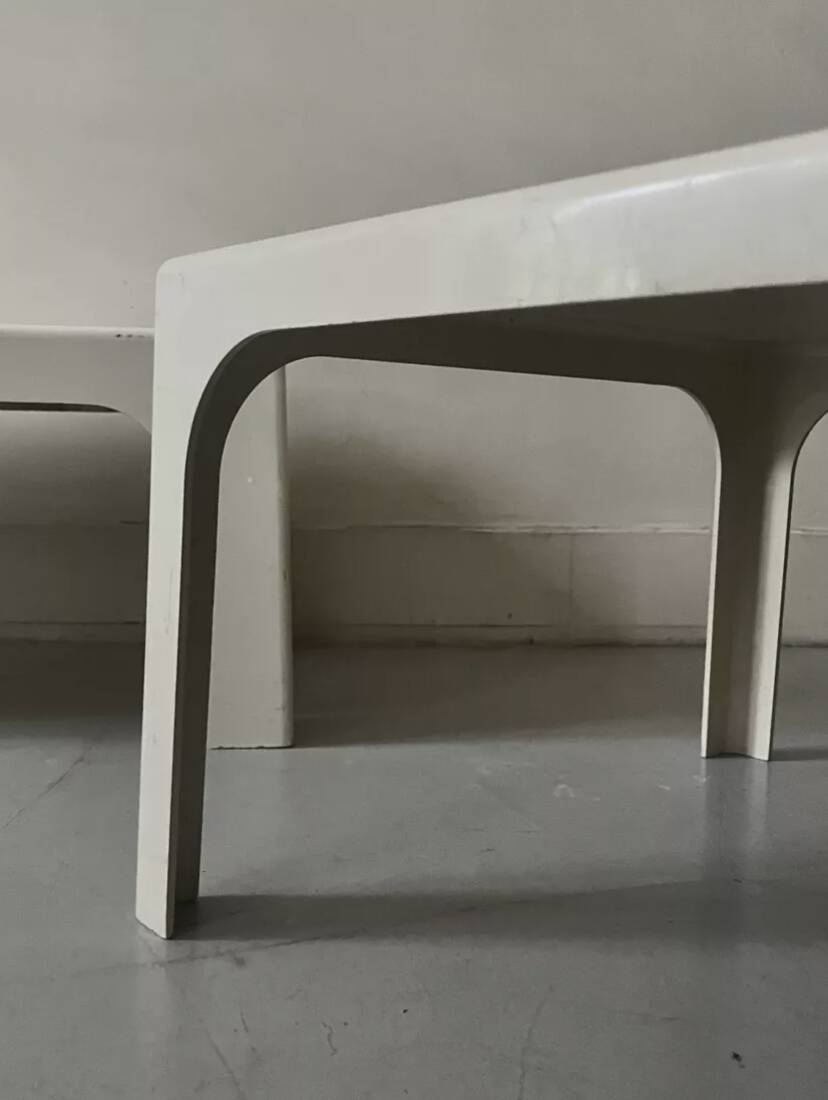 Prisunic off-white square coffee table, 1970s design