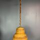 Midcentury Italian pencil reed rattan bamboo and brass hanging lamp pendant