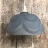 Old Blue Molded Glass Pendant Lamp + Vintage Screw Socket #A708