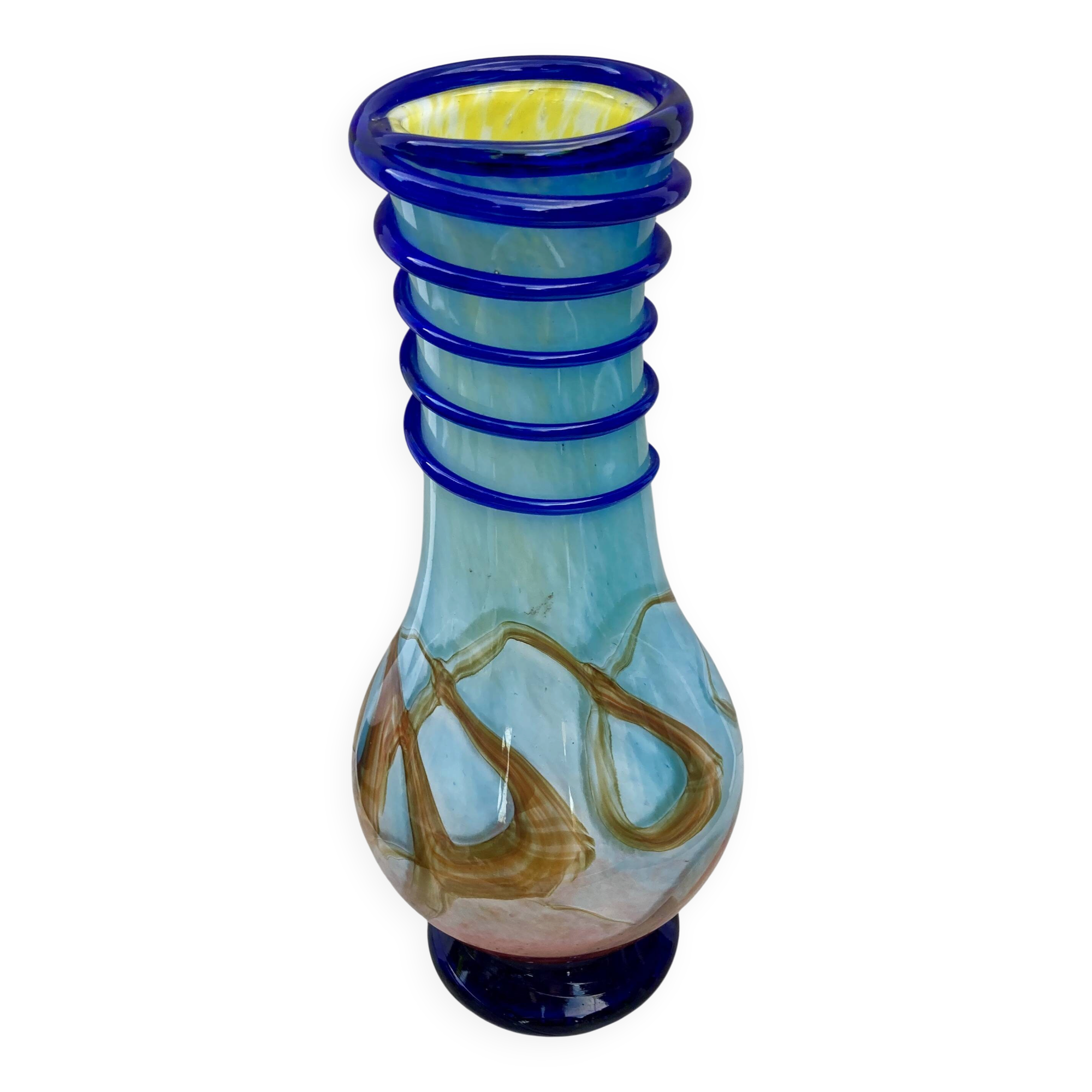 vase - glass paste - signed SABA FRÈRES - BIOT - dated No. 95 - size XXXL