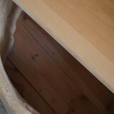 Sculptural Norwegian trunk chair in mid-century brutalist solid wood.