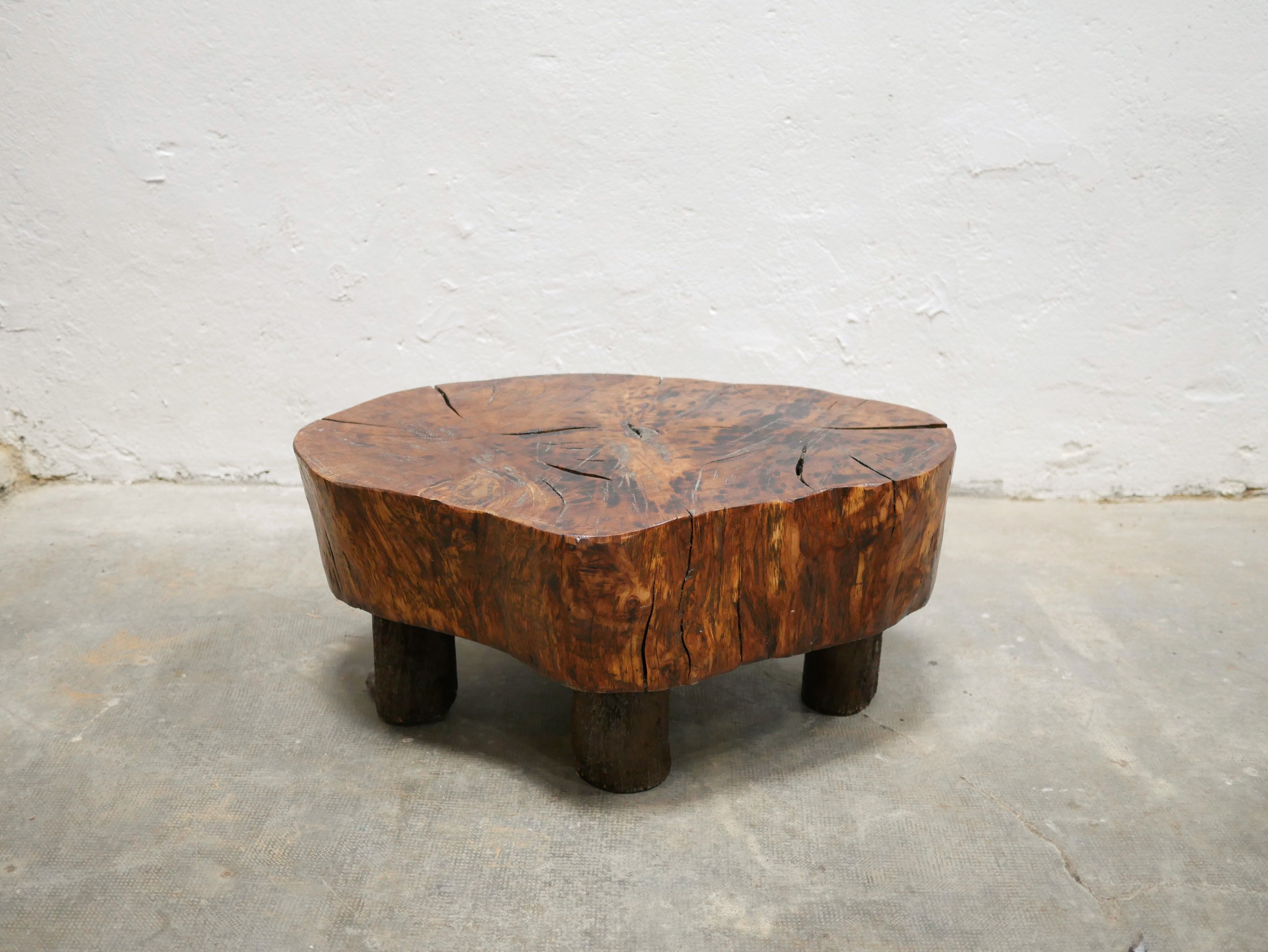 Vintage brutalist coffee table in solid wood