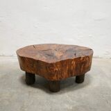 Vintage brutalist coffee table in solid wood