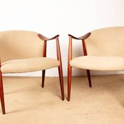 2 Scandinavian armchairs in teak and fabric, new, Gerhard Berg/Westnofa 1960.