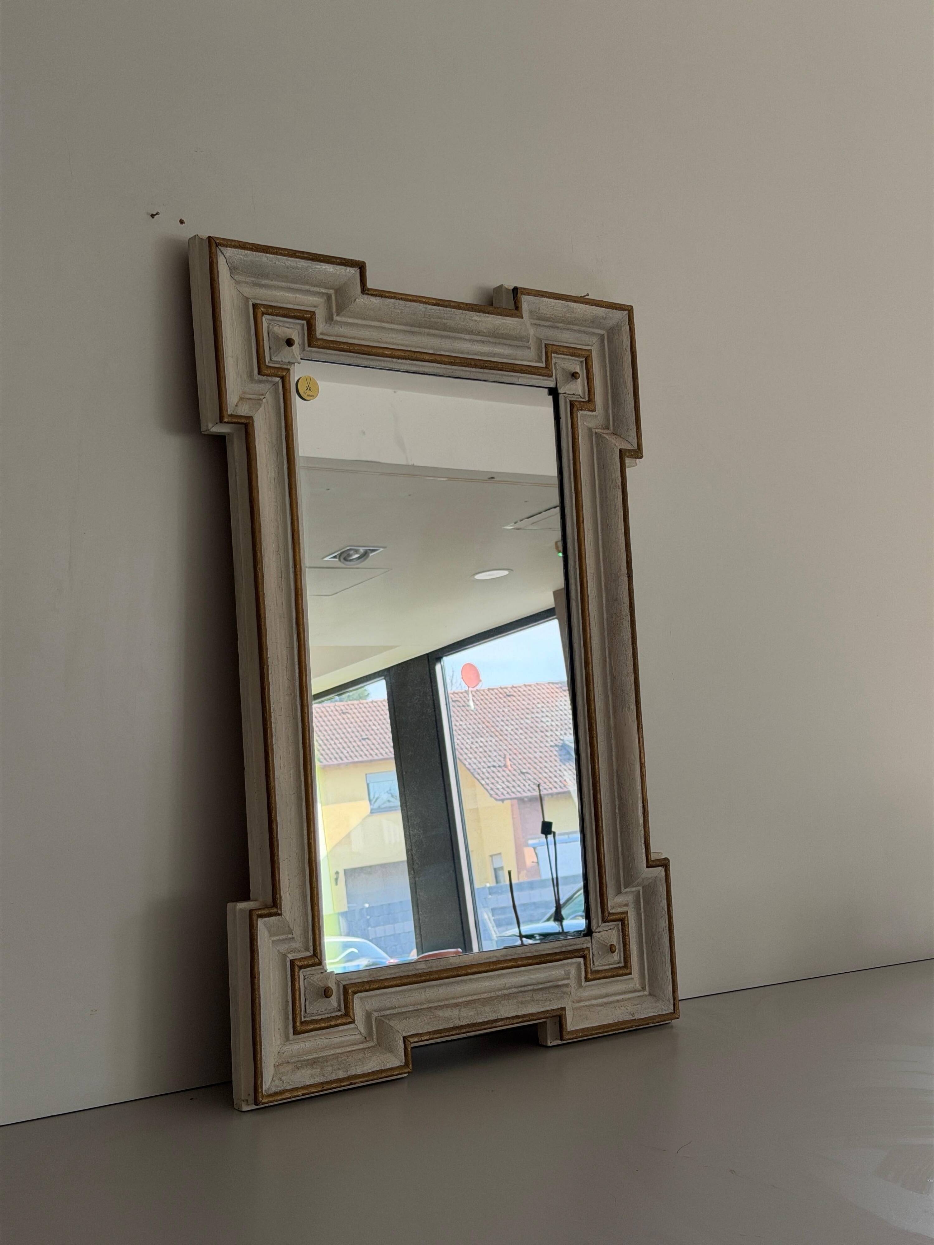 Art Nouveau wall mirror with a coloured gold frame by Meissen, 1930s, Germany.