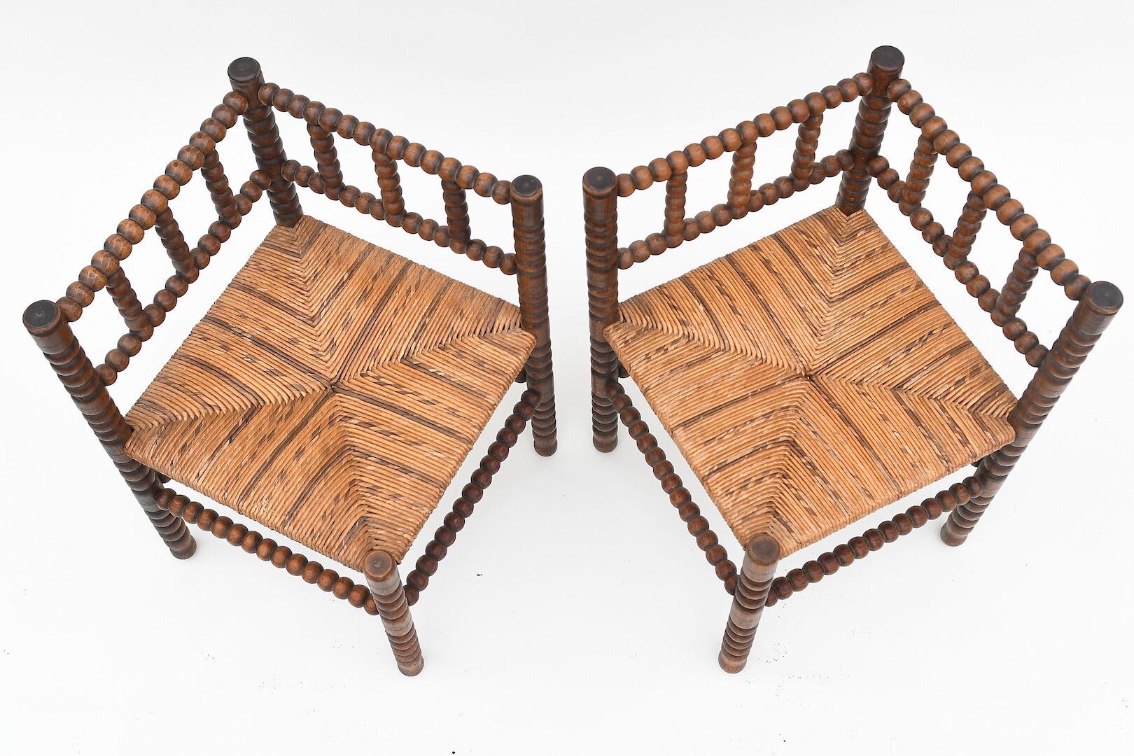 Pair of mulched corner chairs