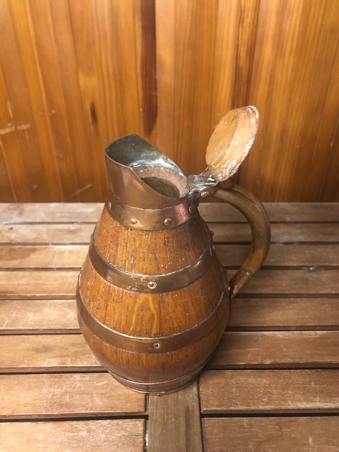 Ancien Pichet BLANCHET Bois + Cerclage Cuivre Vintage