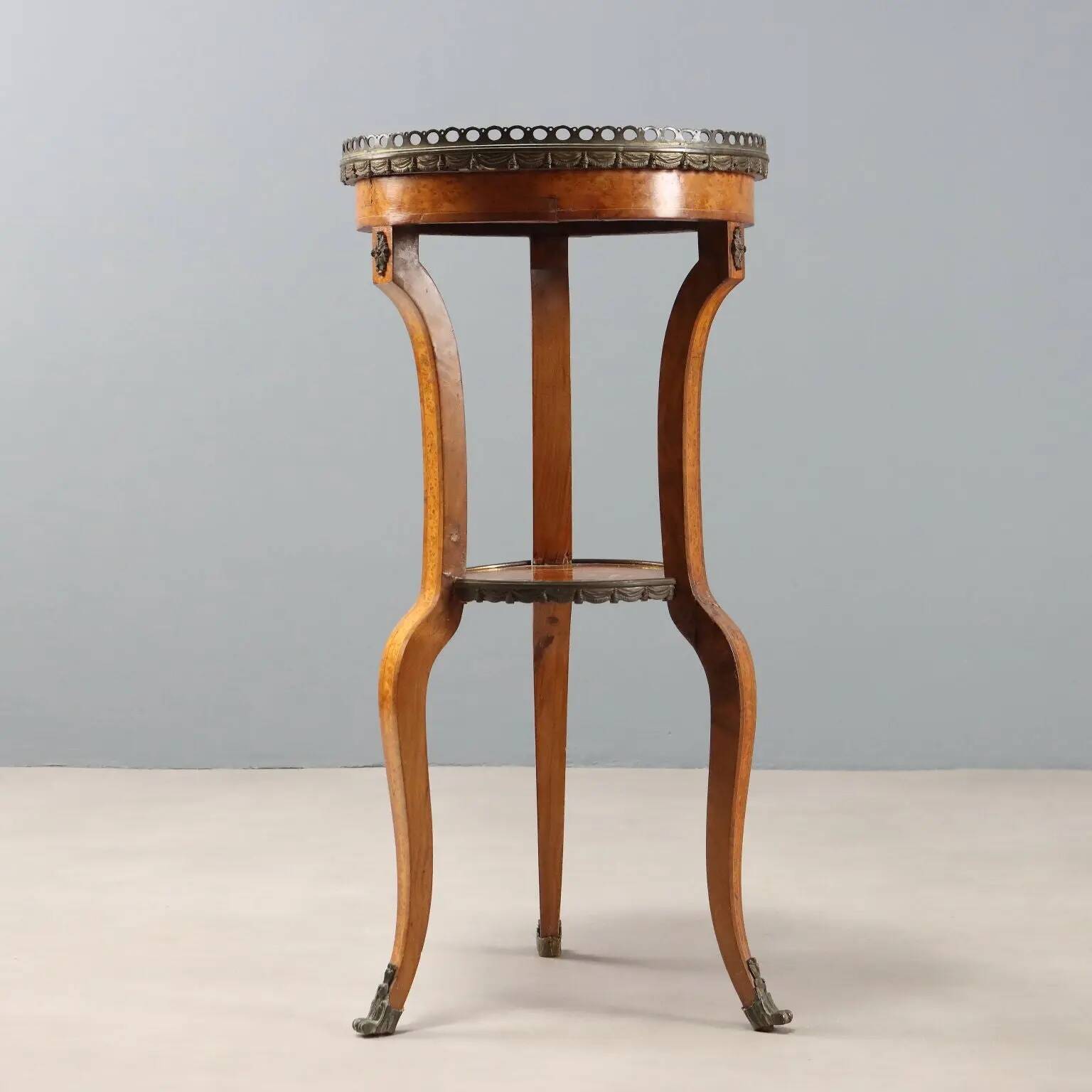 Antique walnut coffee table with painted ceramic insert, 20th century.