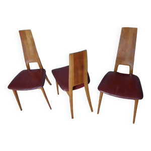 chaise  cuir et bois