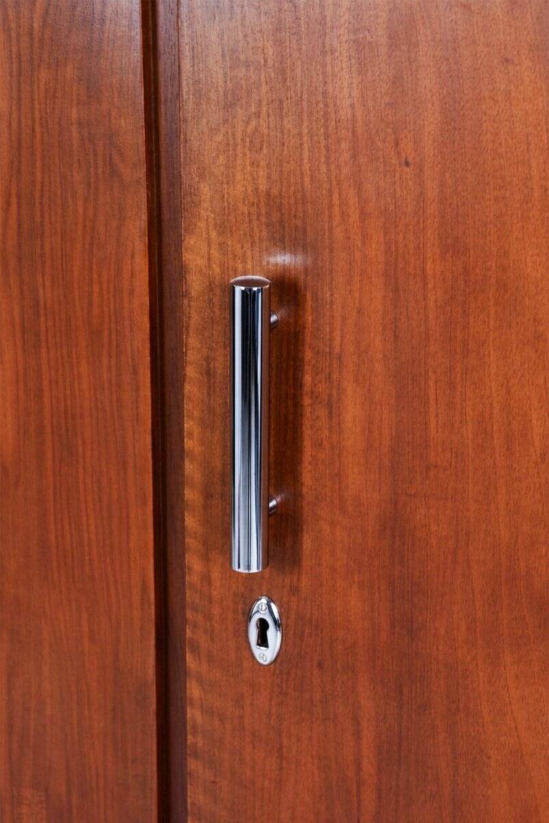 Bauhaus Wardrobe in Chromed Steel and Walnut by Slezak, Czech, 1930s