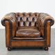 Classic Genuine Leather English Chesterfield Armchair in Good Condition