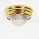 Single vintage brass ceiling light with glass globe