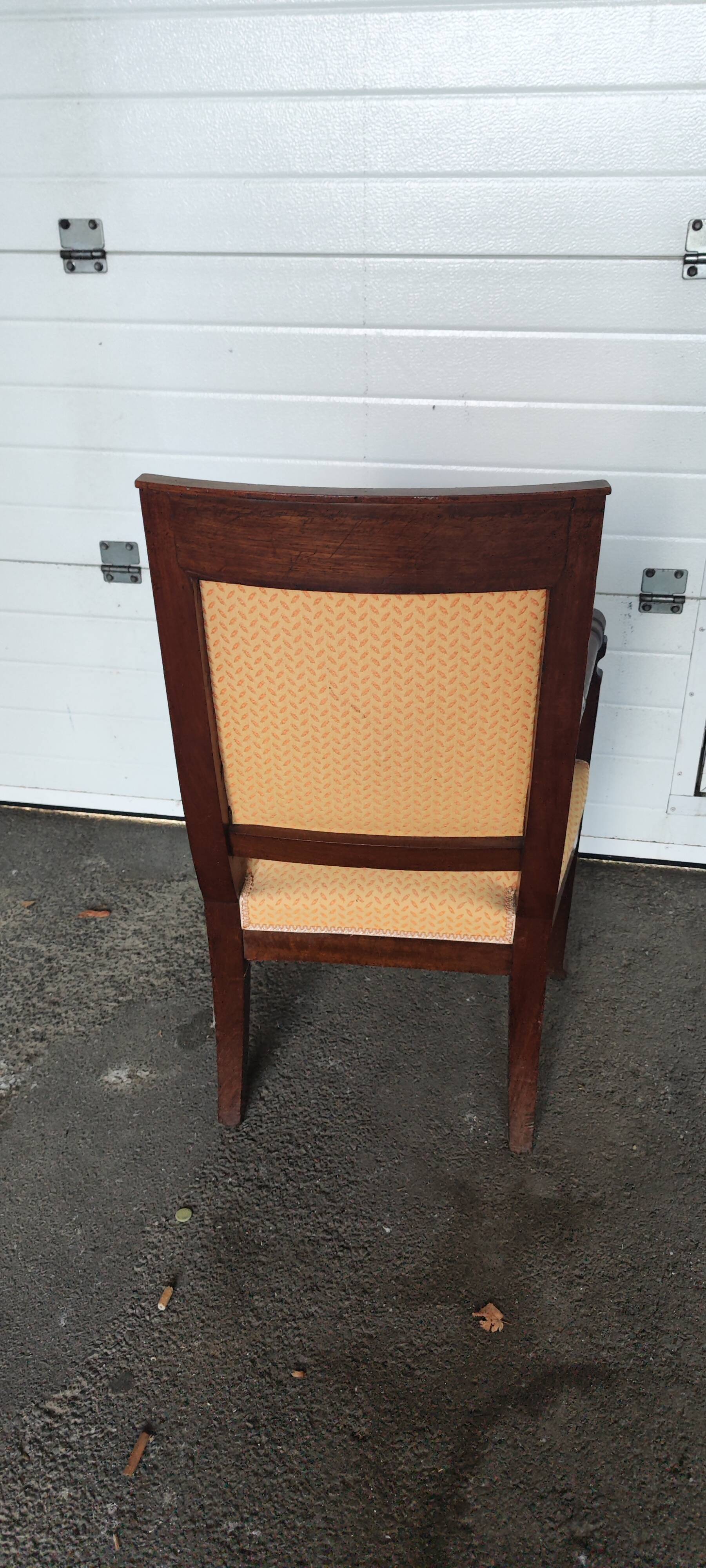 Empire style armchair in ecru fabric