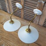 White opaline swan neck wall lights