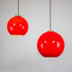 Suspension en verre rouge du milieu du siècle