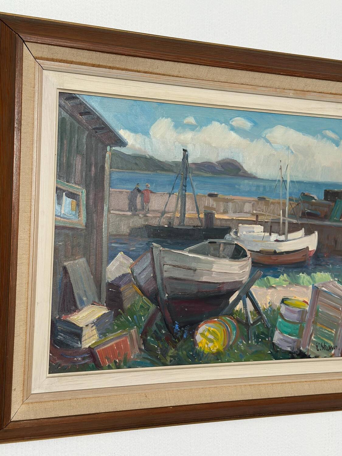 Mid Century Swedish Oil on Panel – “Boats in Port” by Eskil Skans
