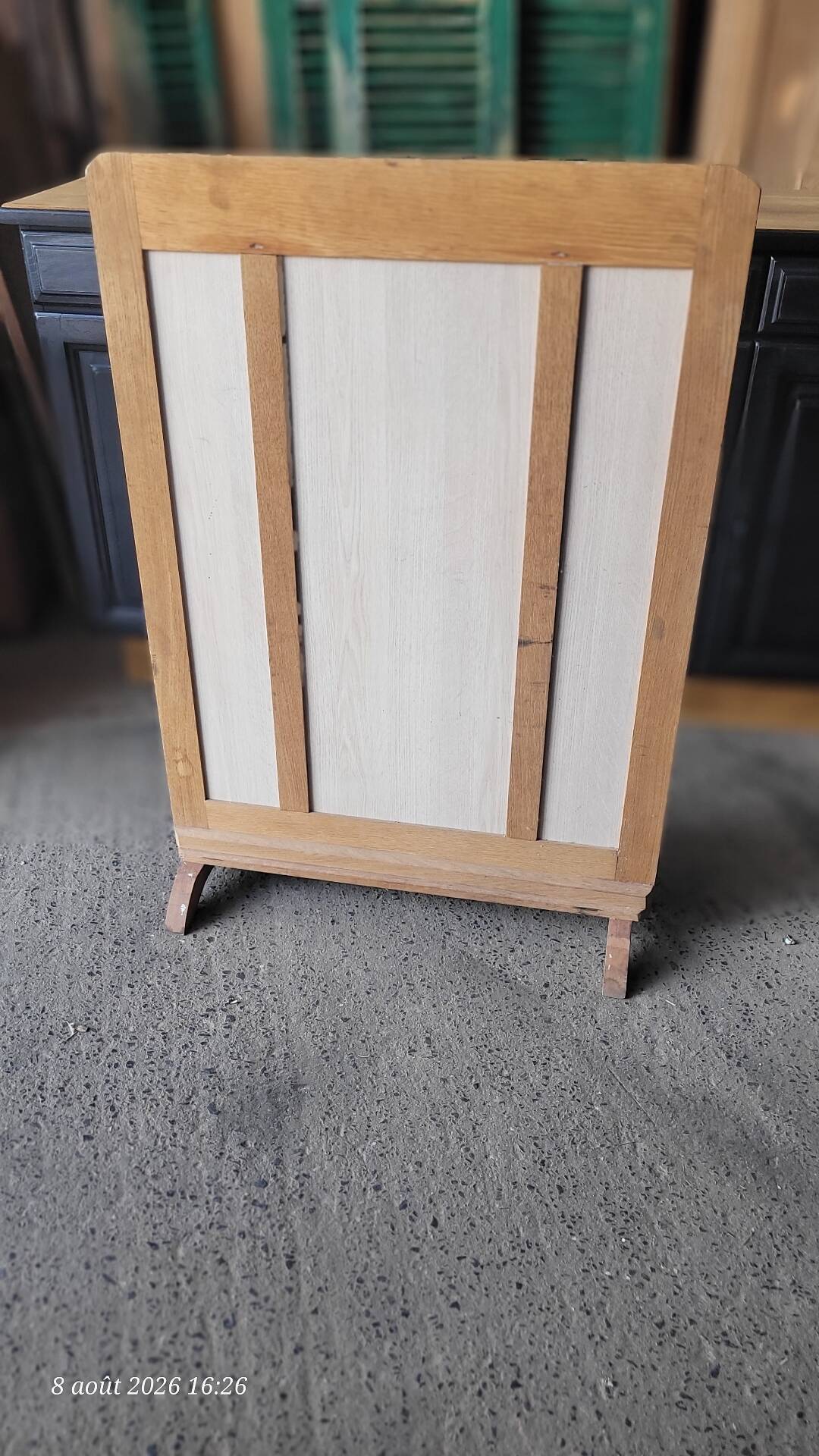 Old decorative wooden fireplace screen