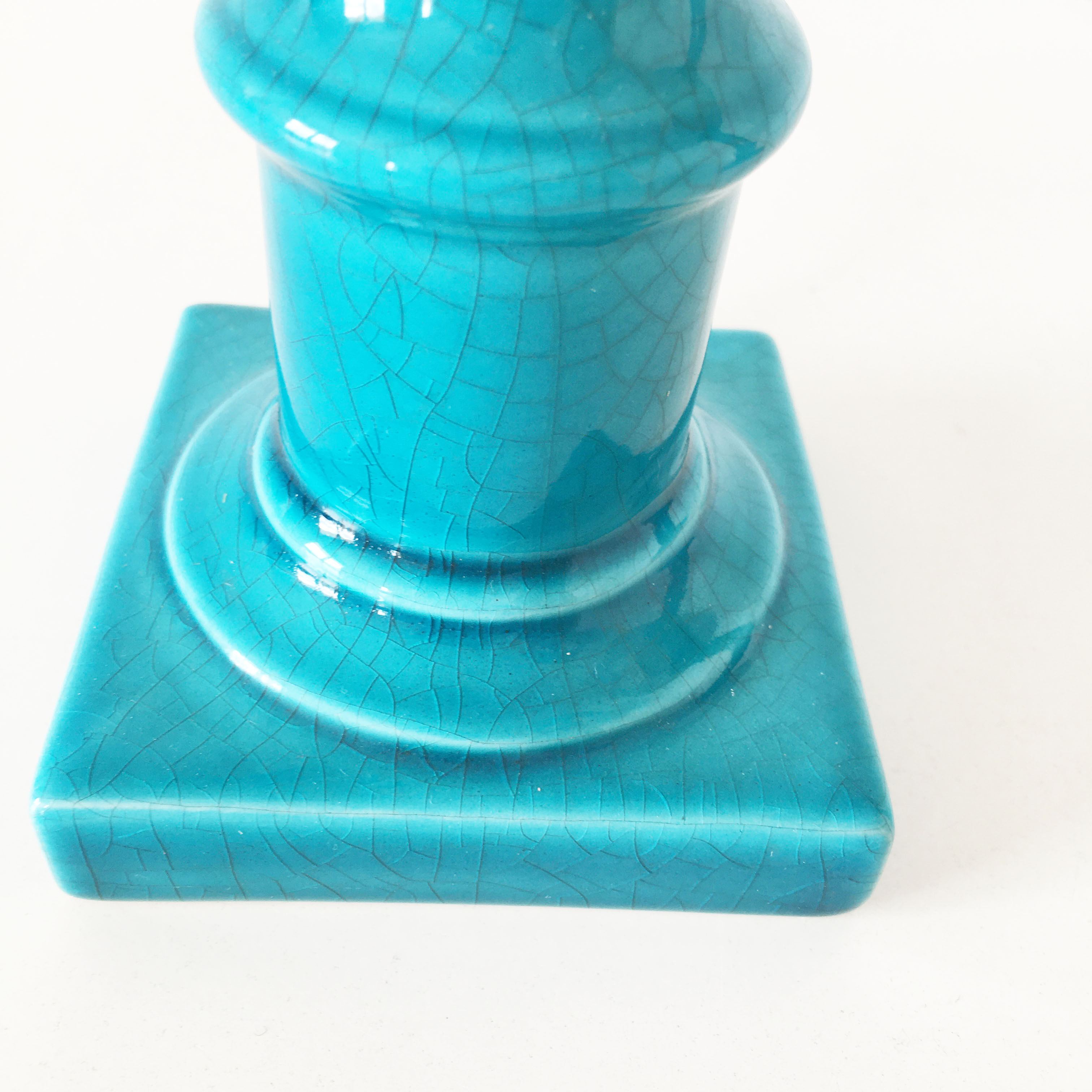 Pair of turquoise ceramic lamps