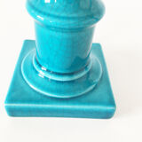 Pair of turquoise ceramic lamps