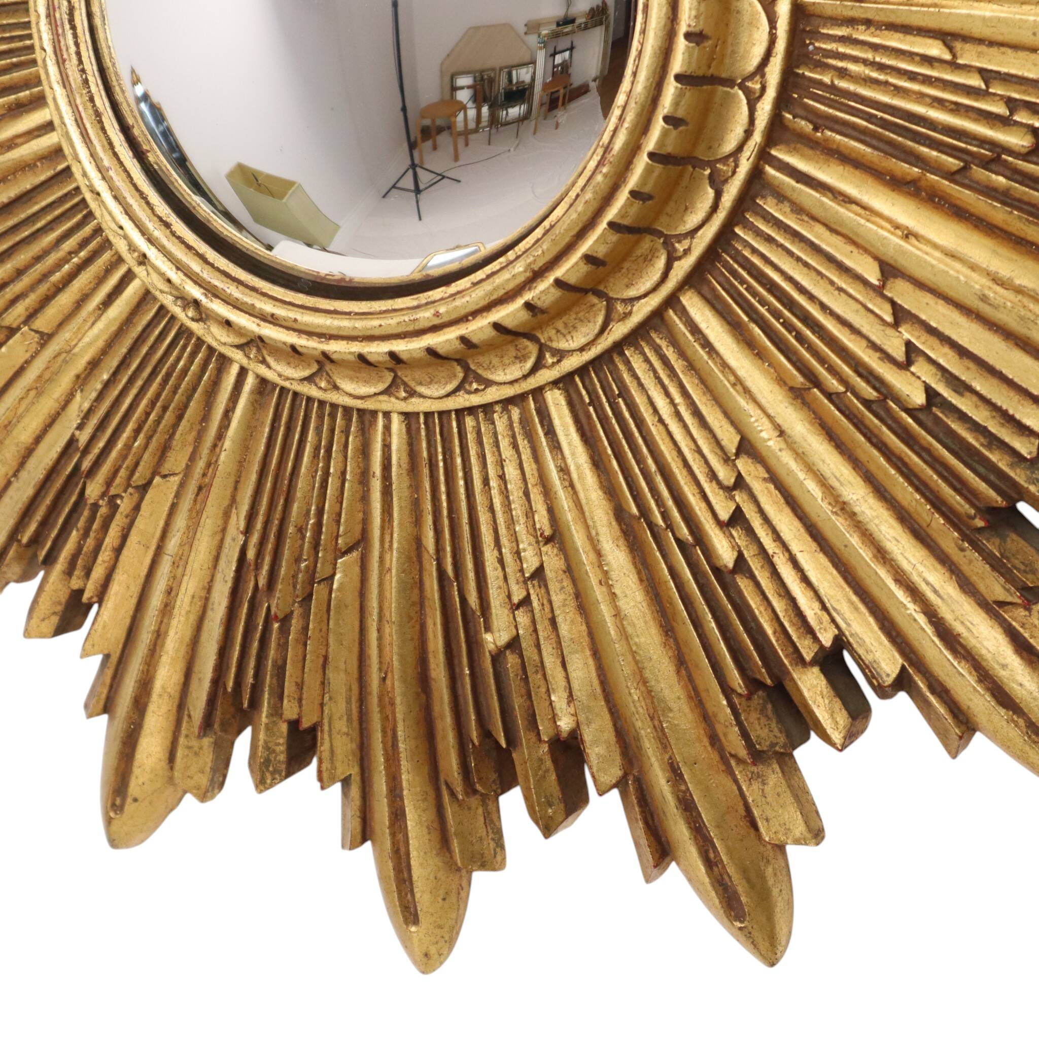Gold Leaf Sunburst Mirror (Resin, 56cm)