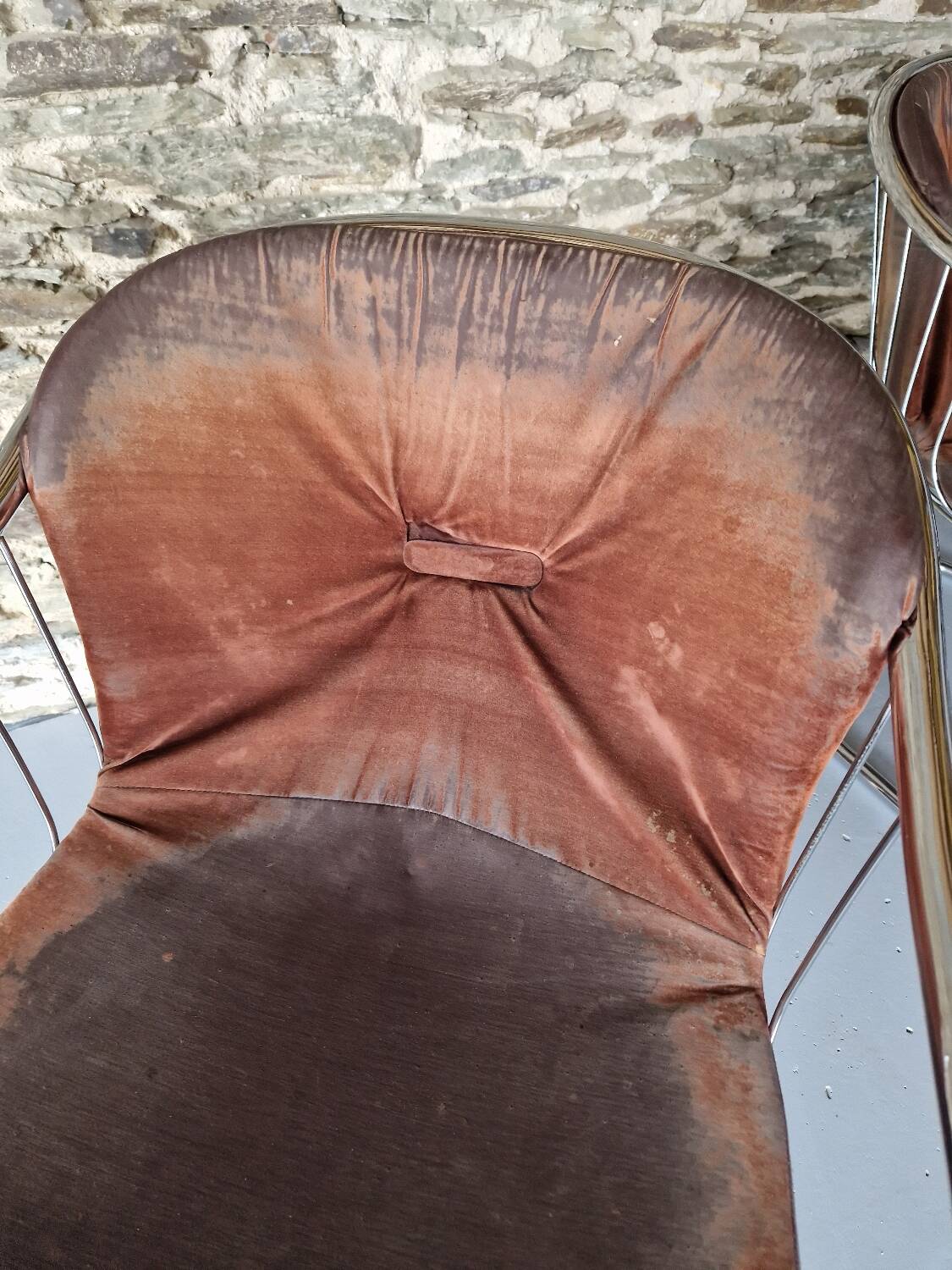 Lot de 4 Chaises à Bras, En Métal Chromé – 1970