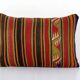 Striped Turkish Kilim Pillow Cover, Cottage Decor Kilim Lumbar Pillow Cover, Unique Patterned Throw