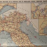 Old poster map of Italy and major twentieth-century transport routes