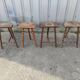Lot 4 twisted wood tripod stools
