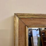 Rectangular mirror in natural wood and gilded wood