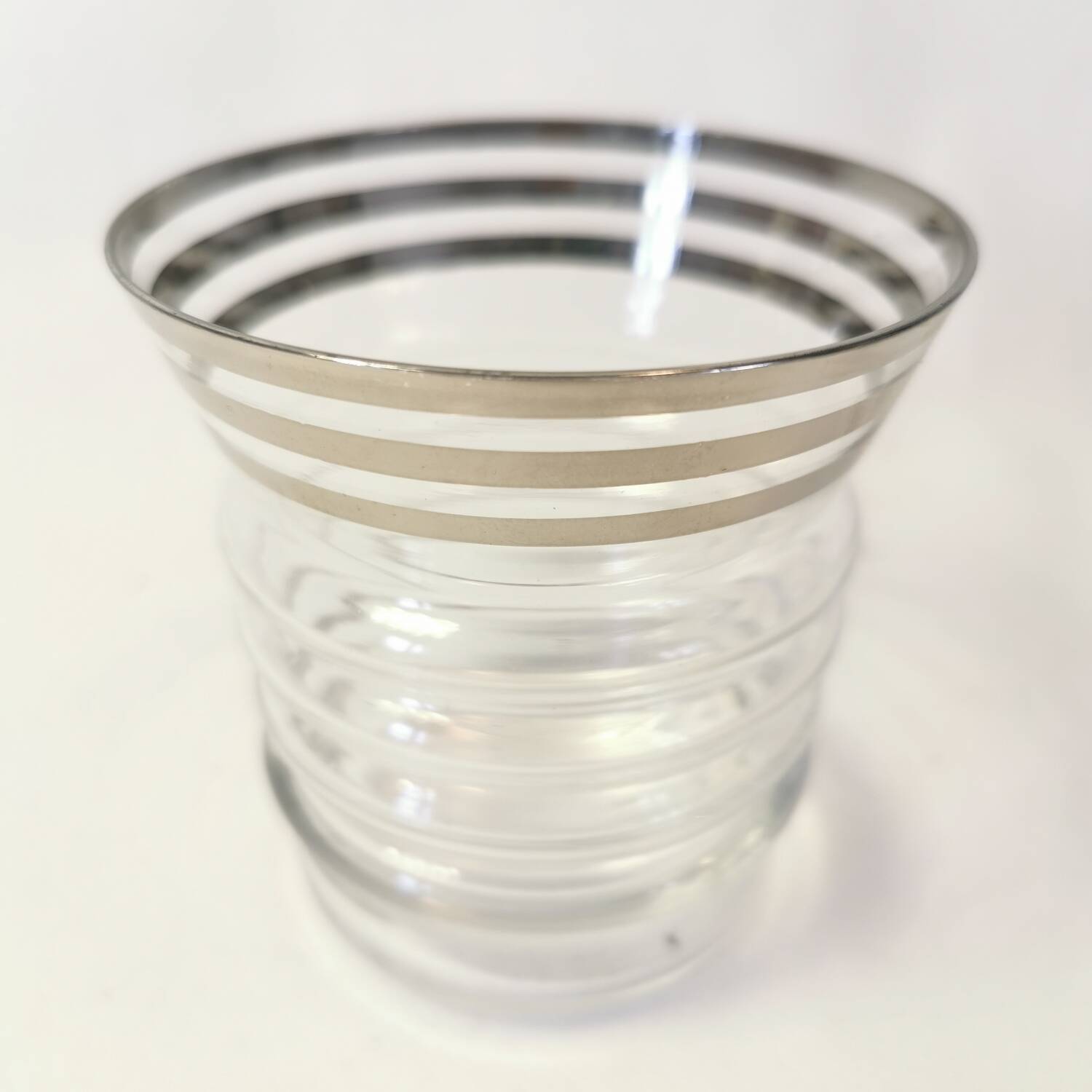 Set of 8 art deco glass with silver edging