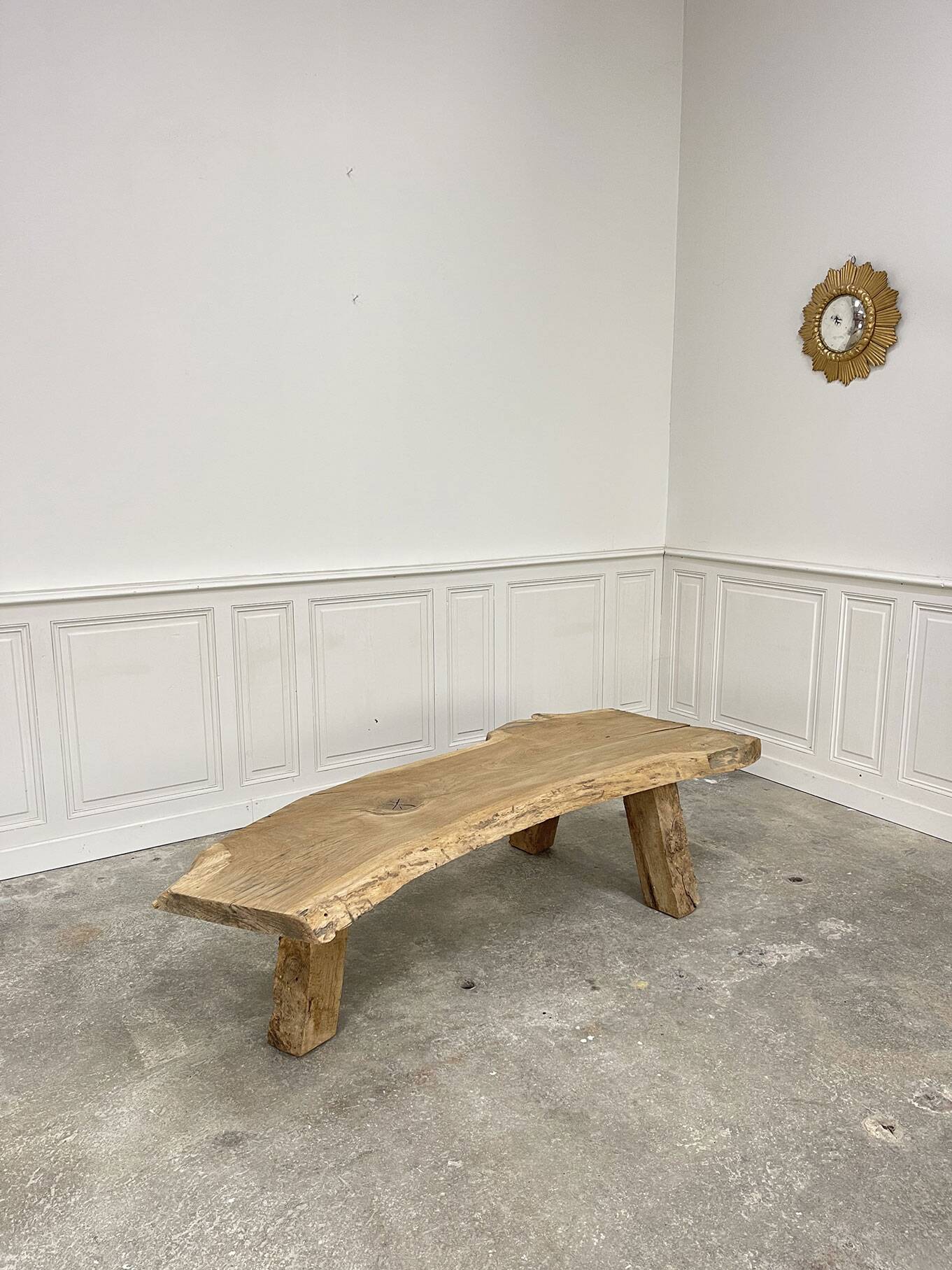 Half-moon wooden coffee table/bed foot