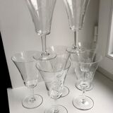 Set of 7 glasses of wine / crystal water 60s