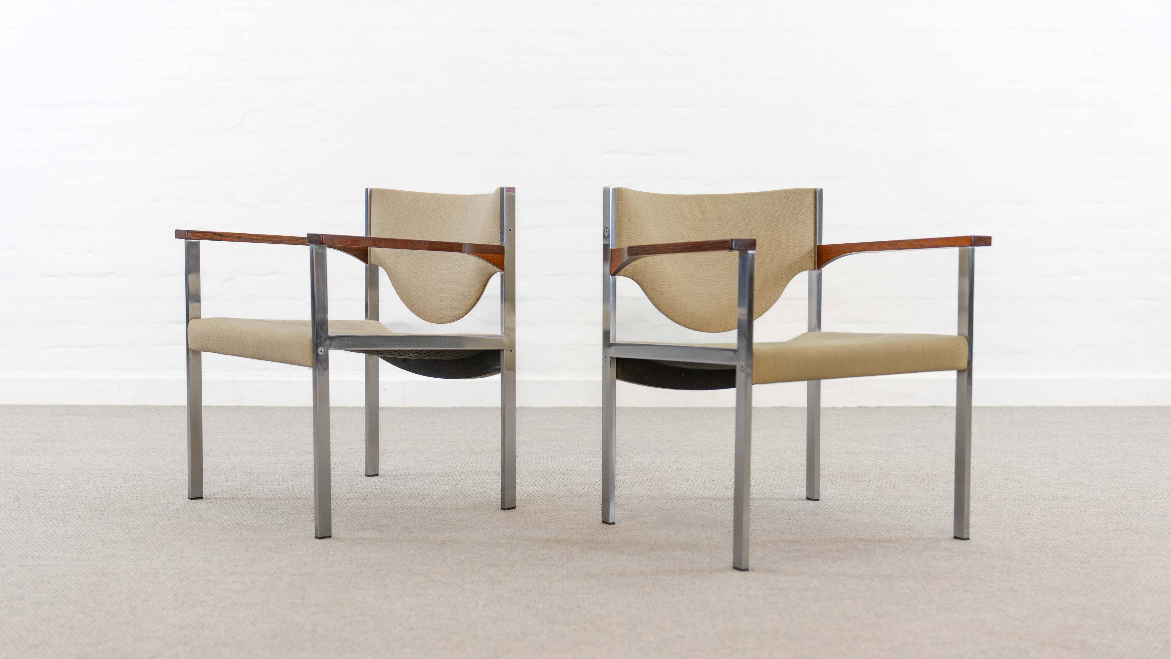 Pair club chairs, model 206 by lübke, 60s