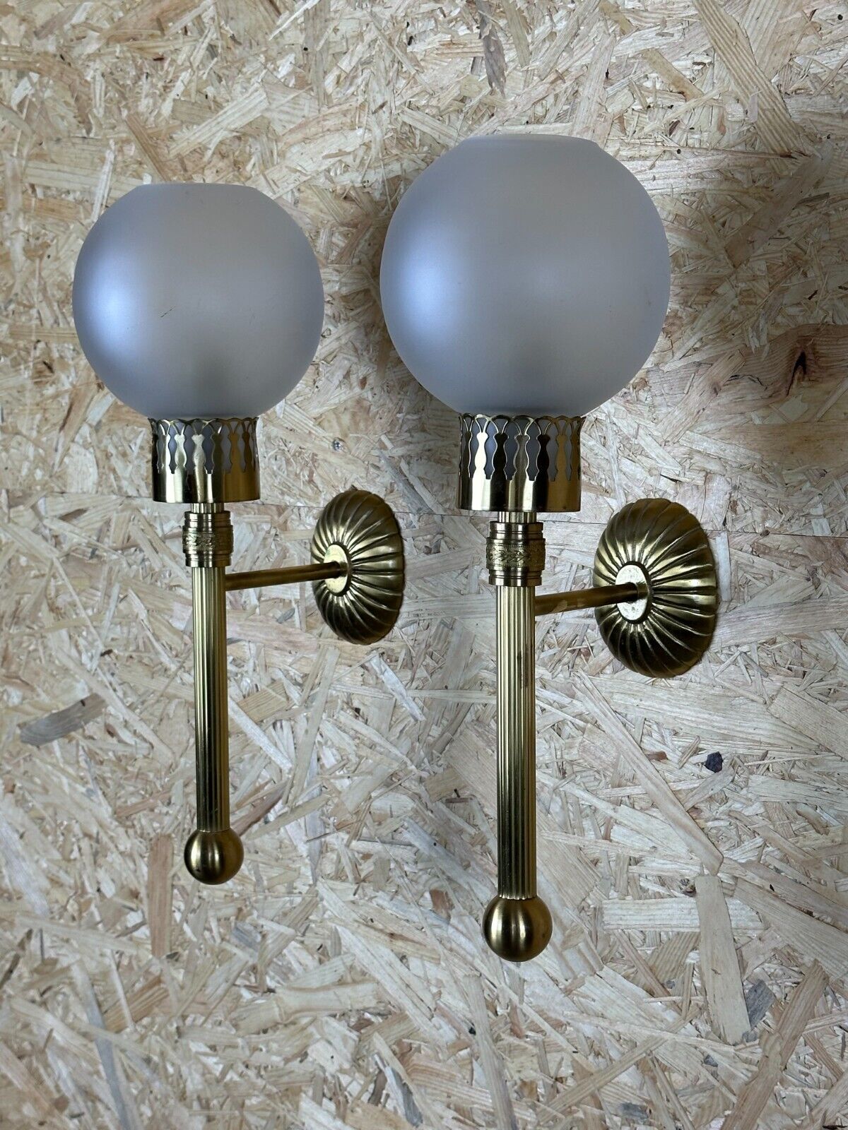 2x 60s 70s lamp light wall lamp glass & brass space age design