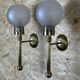 2x 60s 70s lamp light wall lamp glass & brass space age design