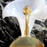 White fleur-de-lys wall lamp, murano glass, Italy, 1970