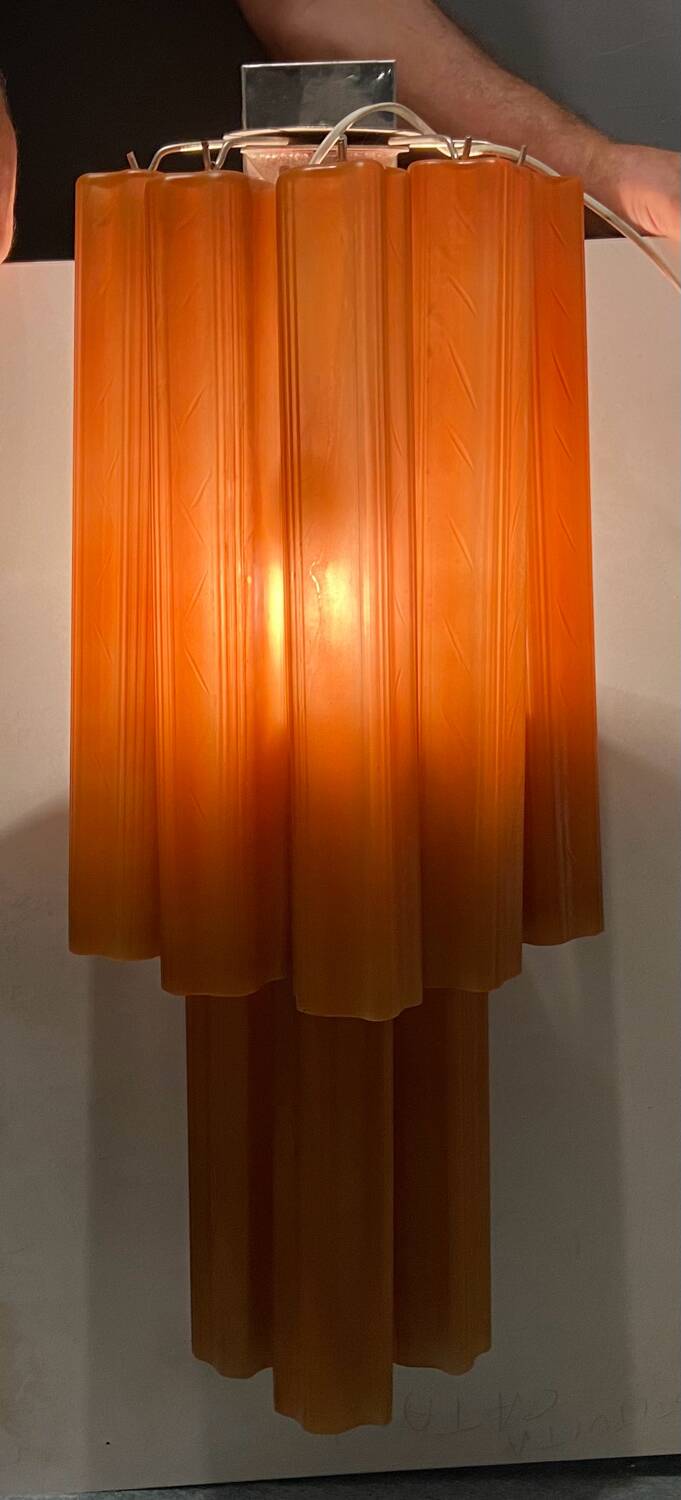 Grandes Appliques en Verre Couleur Terre Cuite Lot de 2