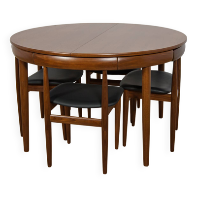 Table de salle à manger et chaises Mid-Century en teck par Hans Olsen pour Frem Røjle.