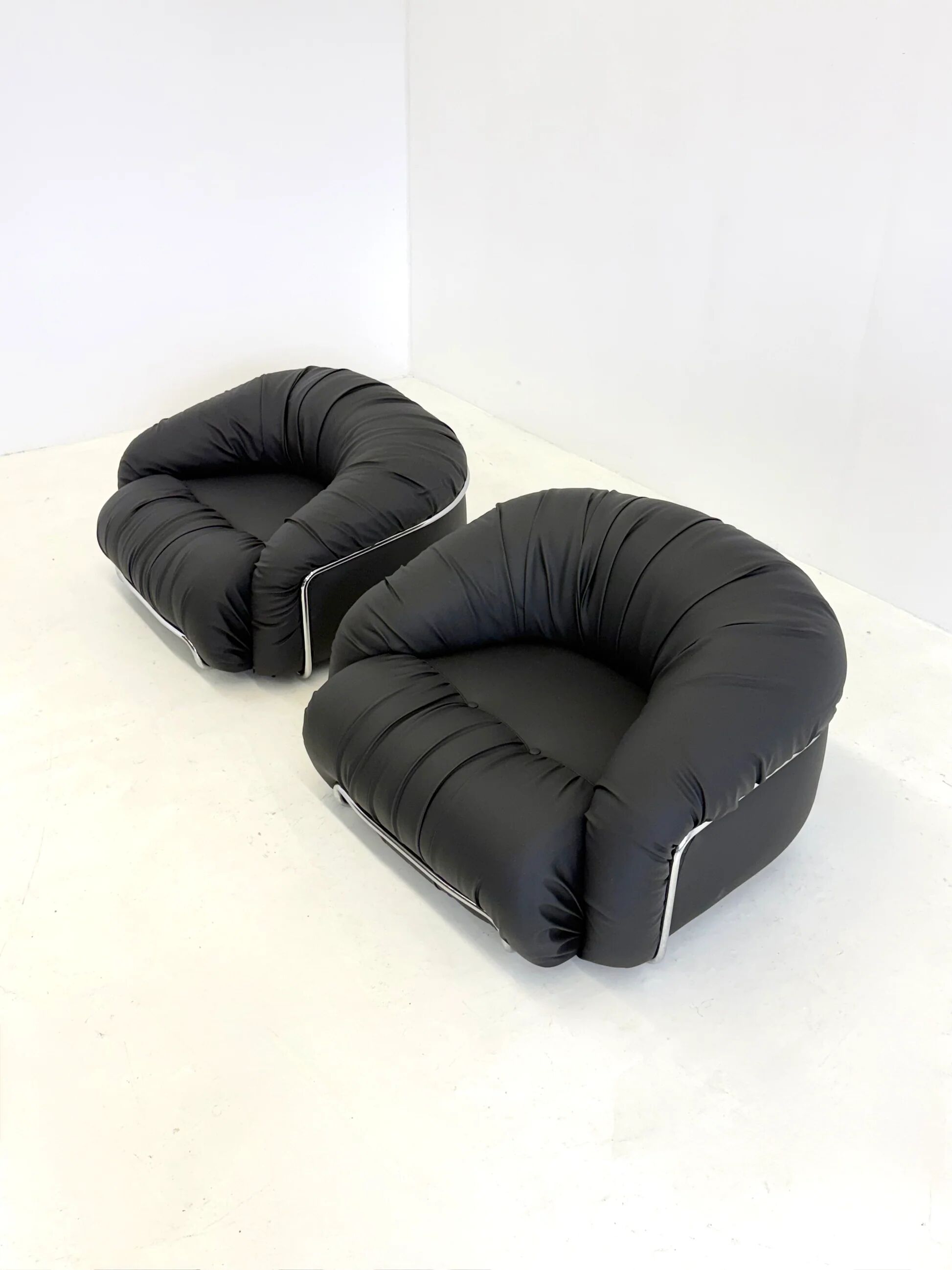 Italian Space Age armchairs in black