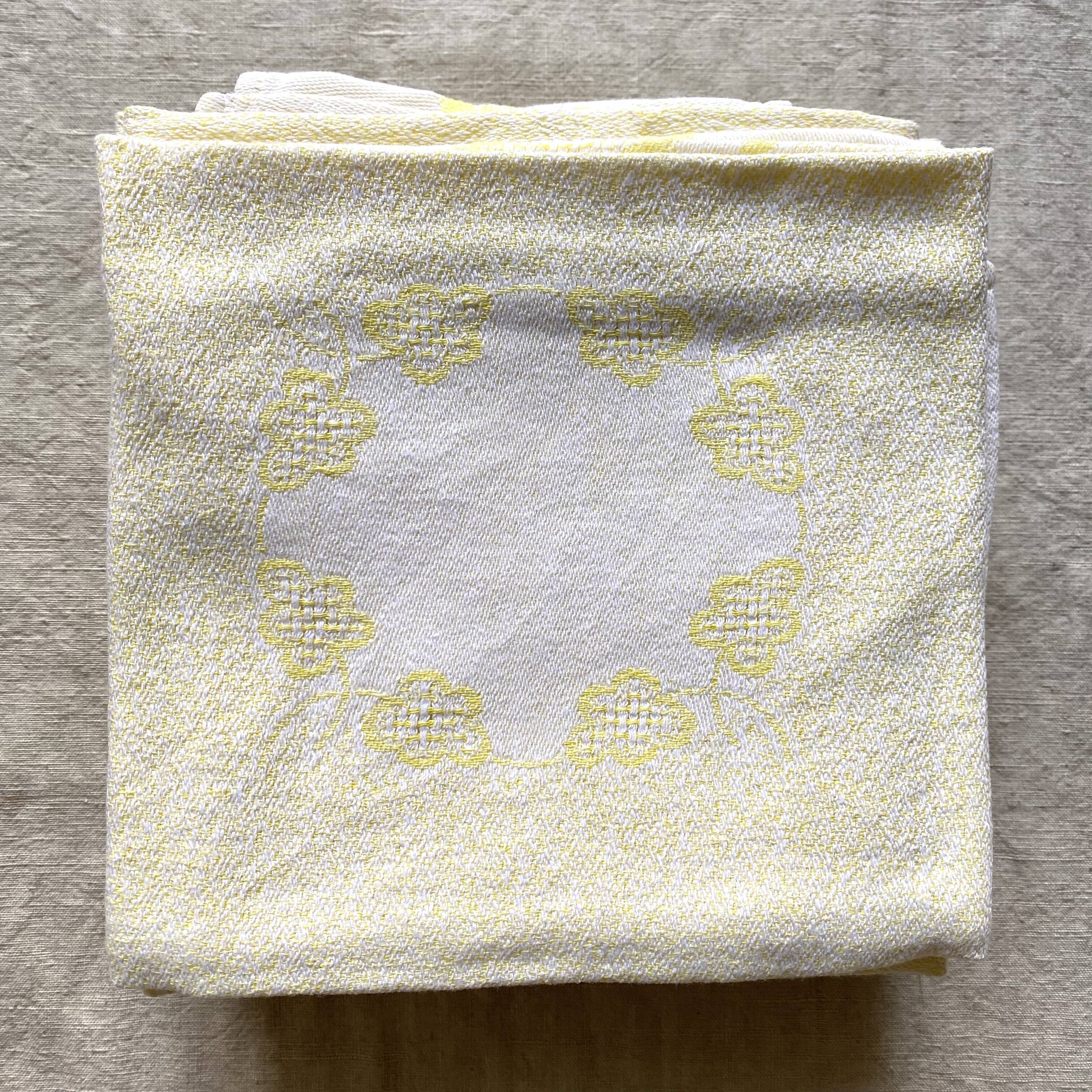 Serviettes de table vintage jaune et blanc