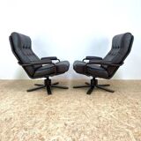 Mid Century Leather Swivel Chairs by Kebe