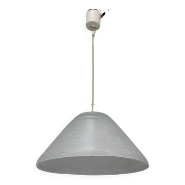 Vintage textured white glass pendant lamp from the 1970s.